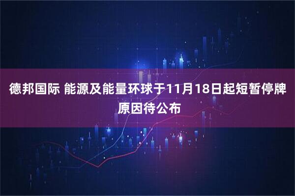 德邦国际 能源及能量环球于11月18日起短暂停牌 原因待公布