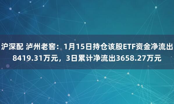 沪深配 泸州老窖：1月15日持仓该股ETF资金净流出8419.31万元，3日累计净流出3658.27万元